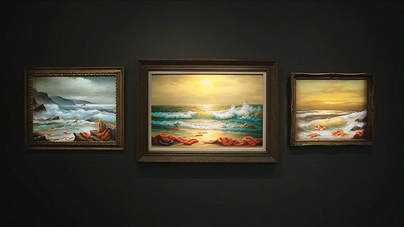 Banksy altered sea view triptych sells for £2.2m at auction